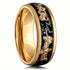 Men's 8mm Tungsten Gold Leaf Flakes & Crushed Meteorite Comfort-Fit Wedding Band